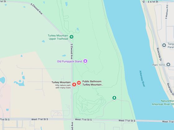 Map to 6850 S. Elwood Ave, Main Lower Lot at Turkey Mountain